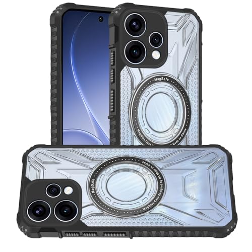 Image of AESTMO Hybrid Shockproof Back Cover Case for Oppo Reno 15 5G Compatible with MagSafe | Hard Back Case Cover for Oppo Reno 15 5G (PC & TPU, Translucent Back, Black Sides