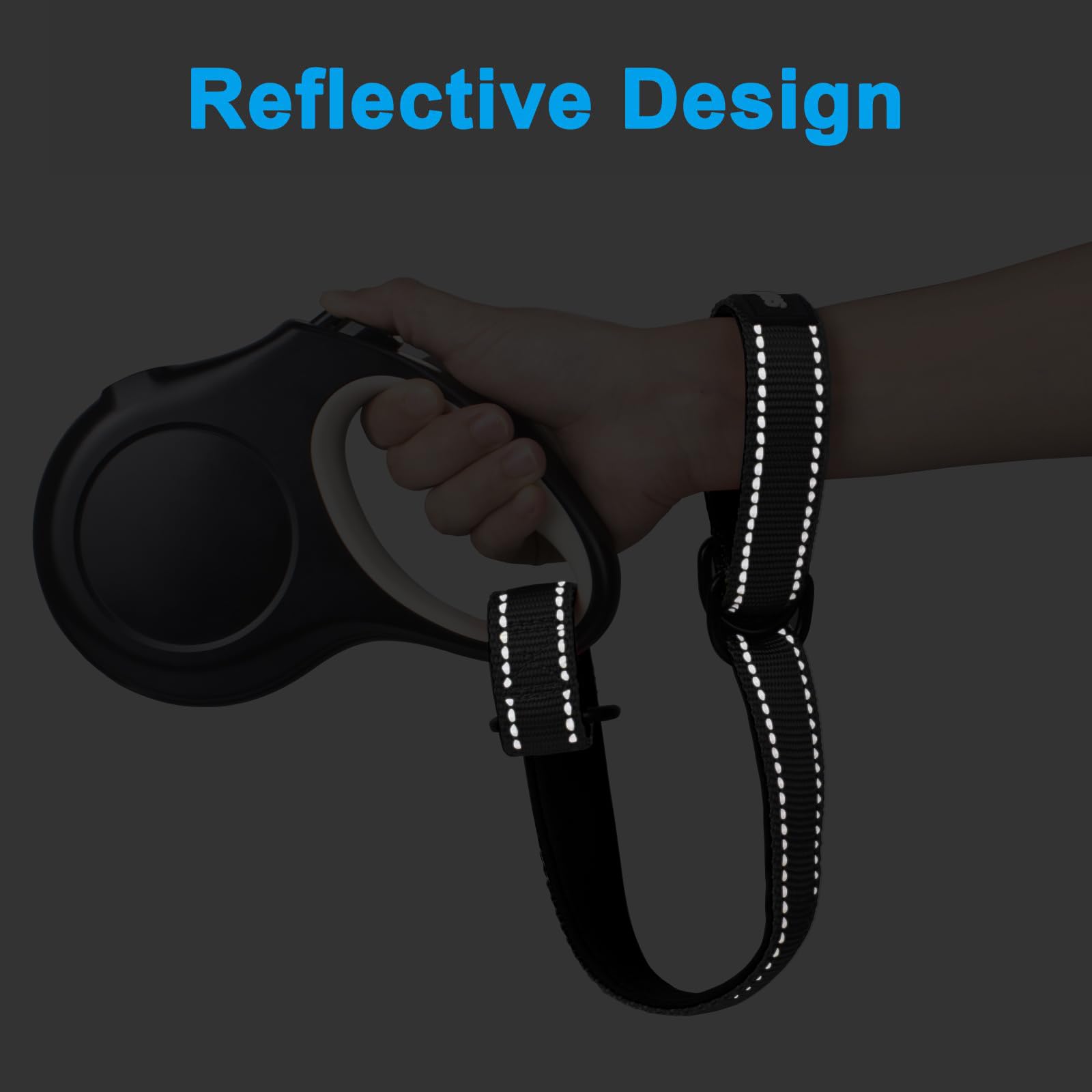PetBonus Short Dog Lead, Safety Wrist Strap for Retractable Dog Lead Reflective Design and Adjustable Soft Padded Handle - Image 4