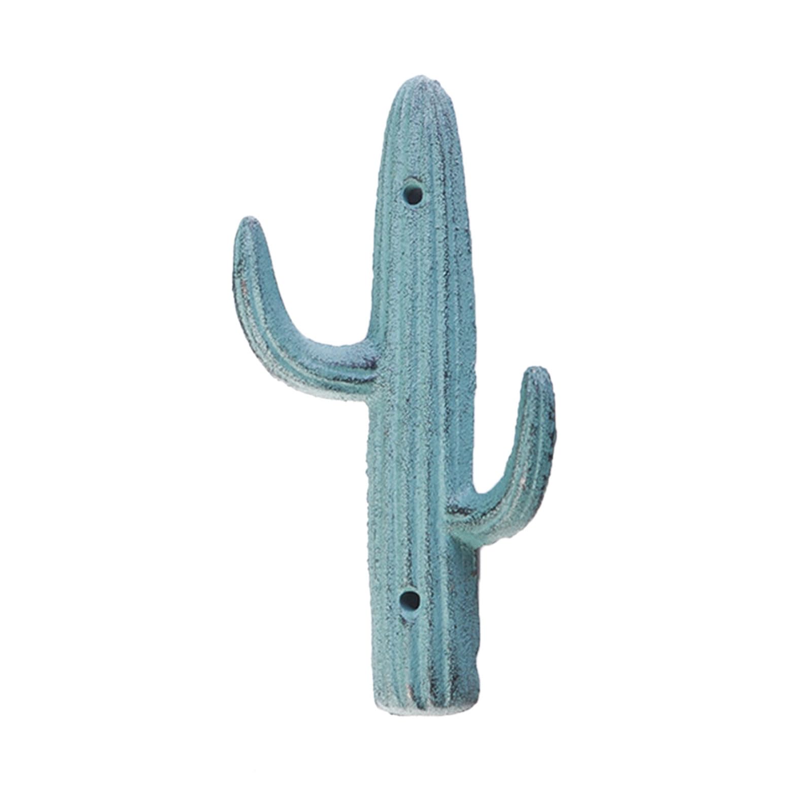 Mekalero Copper Green Decorative Cast Iron Cactus Shaped Wall Hook Jackets Rack Backpacks Hanger Easy Install Bathroom Towel Hanging Hook Iron Double