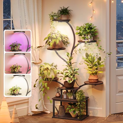 PRAISUN 51 Inch Plant Stand with Grow Lights, 8 Tiered