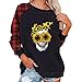 Y2k Estetica Oversize Felpa Halloween Zucca Viso Cranio Stampa Grafica Pullover Top Girocollo Manica Lunga Allenamento Trendy Autunno T-shirt, Giallo, M