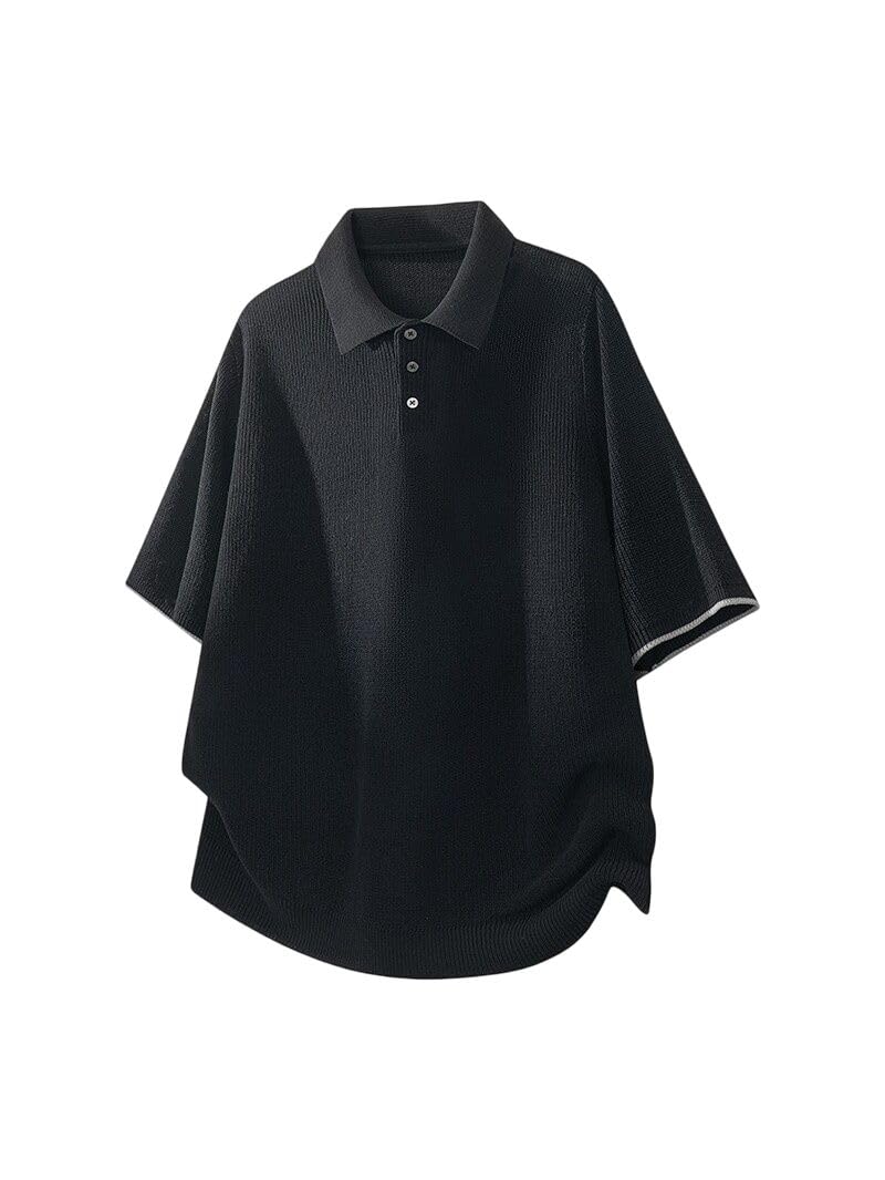 Polo de manga corta de nailon para hombre, ajuste holgado, para oficina, viajes, uso diario
