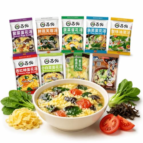 Soupe instantanée aux œufs 9 saveurs lyophilisées saines