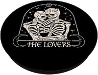 Vista 2 de The Lovers Tarot Card Skeleton Día de San Valentín Halloween PopSockets intercambiables PopGrip