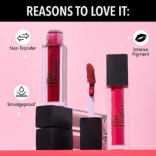 Image of Blue Heaven Minis But Mighty Hyperstay Weightless Liquid Matte Lipsticks For Women, Majestic Diva Bright Shade Kit- Pack of 8 | Long Lasting | Smudgeproof, 6ml