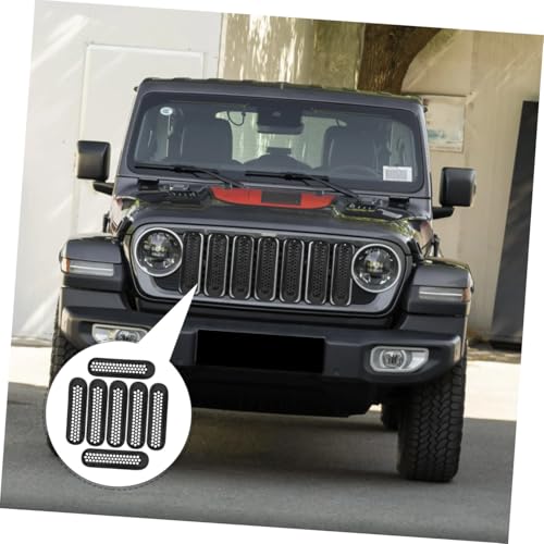 Cubierta de malla para parrilla del coche compatible con SUV JK e inserto frontal 7