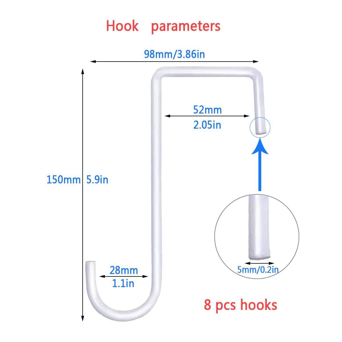 Lemiyoo 8 Pcs Garden Hangers, 6 Inch Indoor/Outdoor Fence Hooks, Over Fence Hanging Baskets, Brackets for Lights Bird Feeders - Image 2