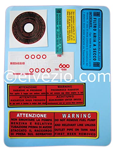  Adesivi Motore (7 Pezzi) Compatibile con Fiat 600 e 600 Multipla Epoca