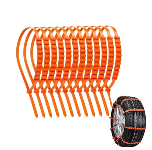 Snow Tire Chains,2026 New upgrade Portable Plastic Non-Slip Anti-Skid Traction Cables for Winter Driving Car, SUV & Trucks,Emergency Use,Easy to Install & Adjustable - Orange (10 Pcs)