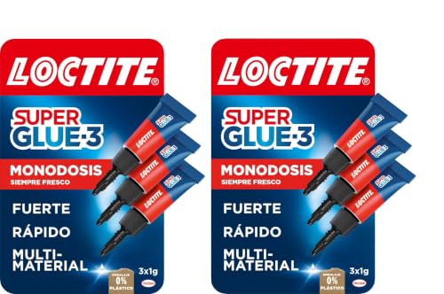 Loctite Super Glue-3 Monodosis, Pegamento Instantáneo Transparente, 3 x 1 g
