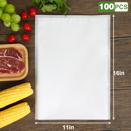 Image of [2025 Upgraded] Moretoes 100pcs Vacuum Sealer Bags, Food Saver Bags Gallon 11 inch x 16 inch, BPA Free, Pre-cut Commercial Grade Vac Bags for Food Storage, Meal Prep or Sous Vide