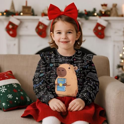 Girls Long Sleeve Sweatshirt Crew Neck Ruffle Clothes Toddler Girls Fall Outfits Age 1-8 Years3