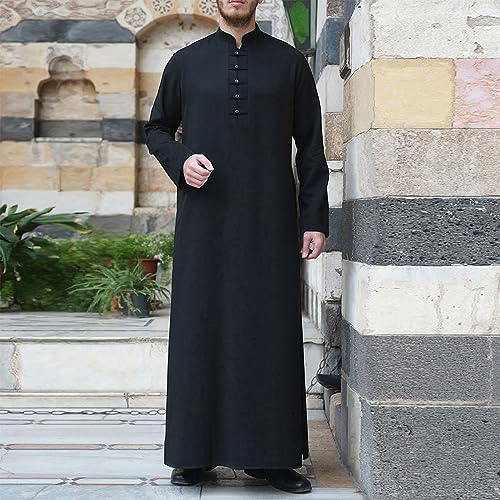 Qamis Homme Manche Longue en Lin Robe Djellaba