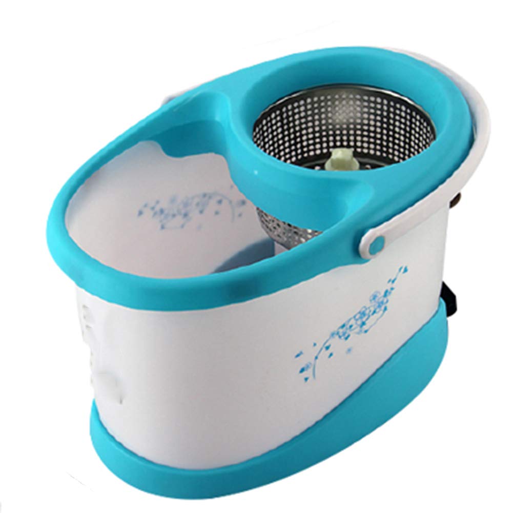 Axdwfd fregona Giratorio Presión de la Mano Pedal Cubo de la fregona, 2 Cabezas de trapeador Azul Blanco Cuatro Unidades (Tamaño : Stainless Steel Basket)