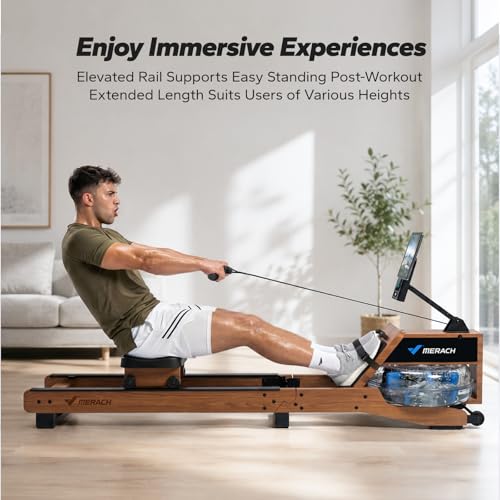 Image of MERACH Water Rowing Machines for Home, Foldable Row Machine with 400LBS Weight Capacity, Dedicated Monitor and Comfortable Seat, Free MERACH App for Immersive Water Rower