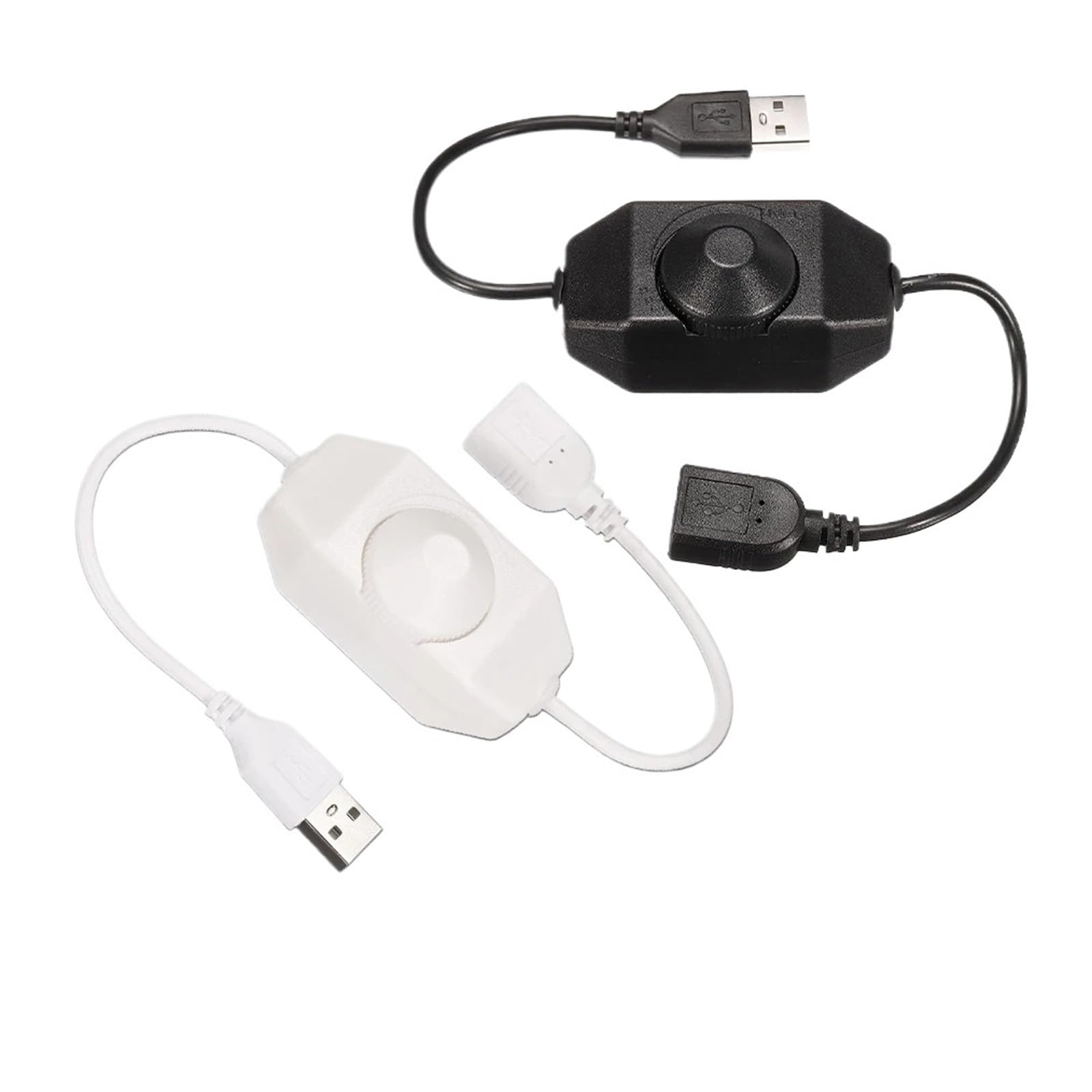 Interruttore dimmer a manopola LED 5V DC Cavo di prolunga USB femmina-maschio con controller rotativo Bianco Nero for striscia luminosa a LED(White)