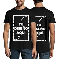 MAIREULB Camiseta Personalizable para Hombre y Mujer, Diseño por Ambos Lados, Negro, Algodón - Personalized Gifts (FR/ES, Letras, S, XXL, Regular, Regular, Blanco)