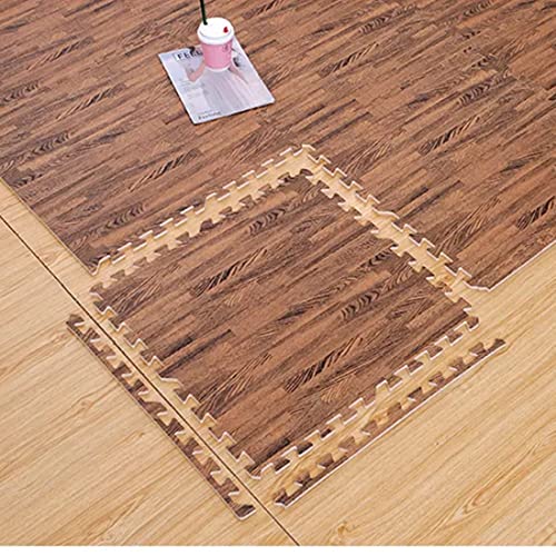 Smabee 16Pcs Interlocking Printed Wood Grain Eva Foam Mats Protective Floor Tiles Exercise Play Mat For Kids Room Parlor Bedroom Home 11.8" X 11.8" (Wood Grain Brown) #TOP7