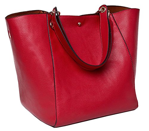 TIBES Moda impermeable bolso de hombro mujer Bolso cuero sintético rojo