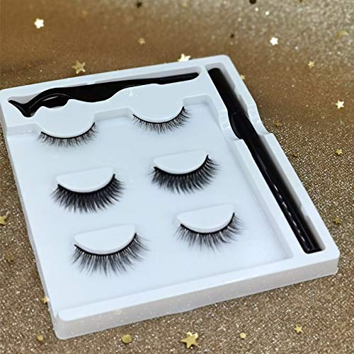 Wimper- en eyeliner-set, 3 paar valse wimpers en waterdichte eyeliner, zelfklevende simulatie van natuurlijke valse… - Image 3