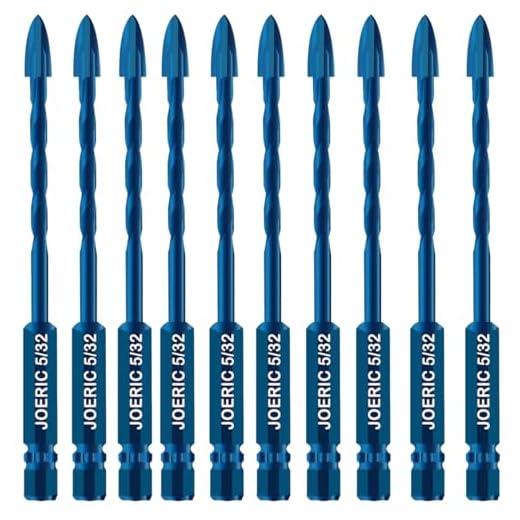 5/32”Masonry Drill Bit Set, 10 Pieces 4mm Concrete Drill Bits Set Ceramic Drill Bit Carbide for Ceramic Tile, Plastic, Wall, Brick, Cement, Concrete, Wood with Size (Blue)