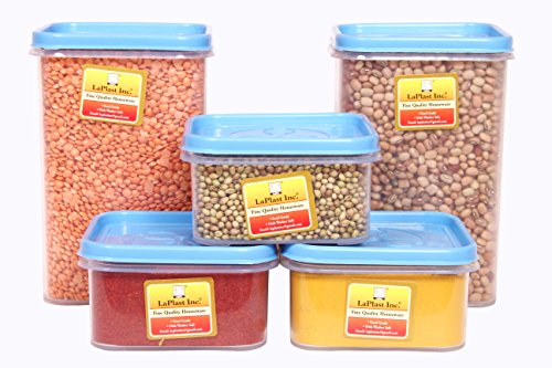 Image of Laplast Storewell Series Space Saver Plastic Storage Container Pack for Kitchen (Set of 12, Blue)