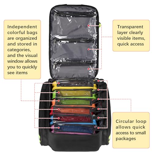 Image of Gatycallaty First Aid Backpack - Medical Evacuation Bag - Red Emergency Lifeguard Bag for Ems Emt First Responders (Black)