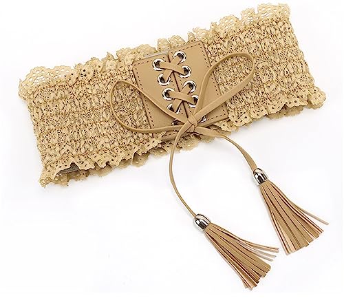 Women Elegant Lace Wide Waist Belts Women Bowknot Tie Corset Female Waist Belt Stretch Elastic Lady Cummerbund Waistband4