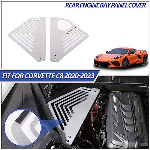 Image of Daeiclru Engine Bay Panel Cover Compatible with Chevrolet Corvette C8 2020-2023, Aluminium Engine Protector Splash Shield, Left Right Engine Case Guards (Silver)