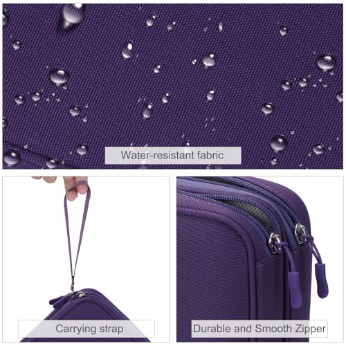 Image of FYY Electronic Organizer, Extra Large Travel Cable Organizer Bag Pouch Portable Waterproof Double Layers All-in-One Storage Bag for iPad, Cable, Power Bank, Laptop Charger for Office /Home, Purple