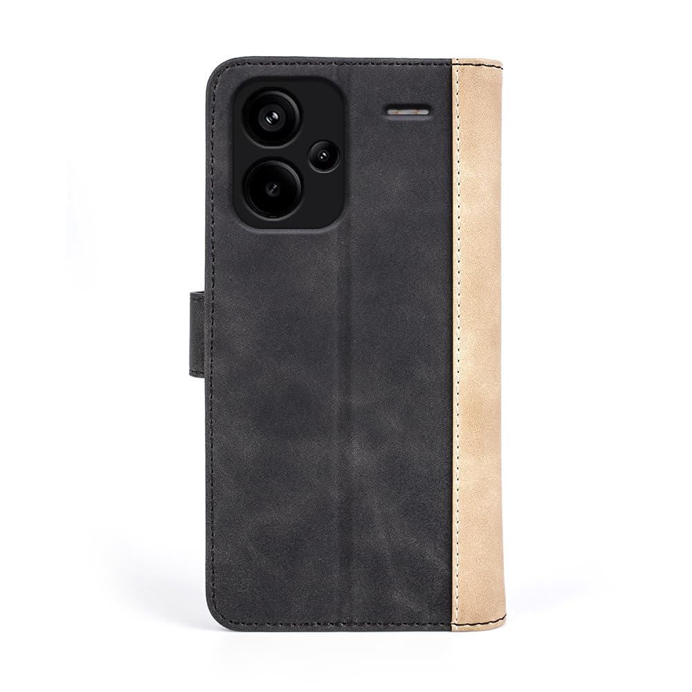 Custodia A Libro Portafoglio Per Xiaomi Redmi Note 13 5G – Fertuo – Pelle Cachi Con Porta Carte E Supporto