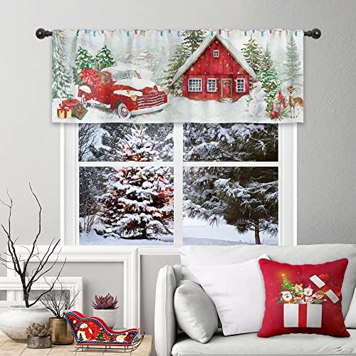 Mitpok Red Christmas Valance Merry Xmas Tree Curtains for