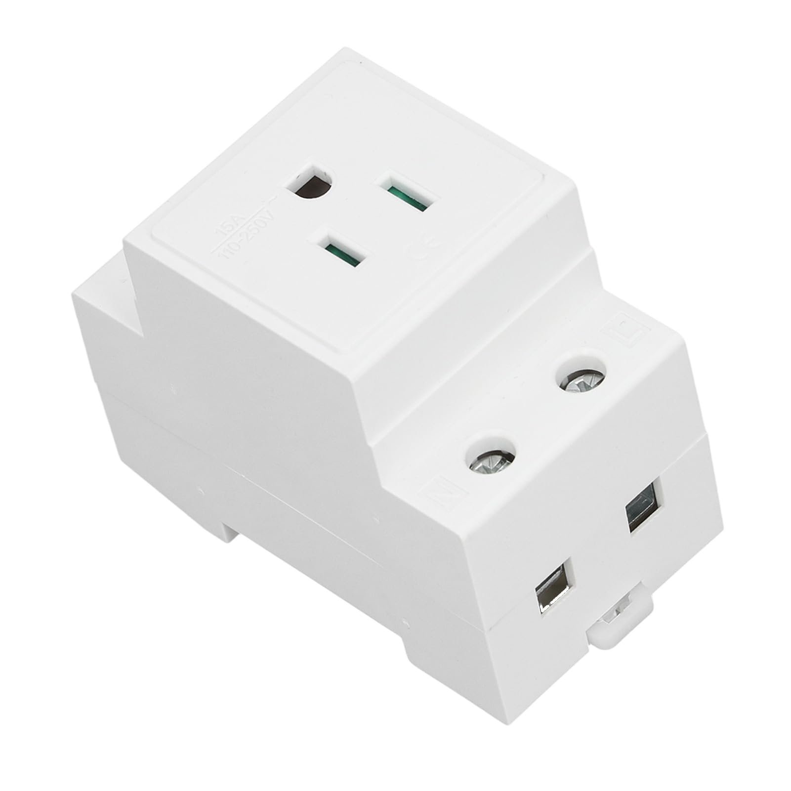 DIN Rail Socket Protective Outlet Distribution Panel Suitable Rail Installation Flame Retardant Nylon (US AC110?250V 15A)
