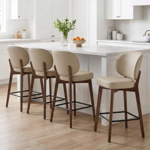 Image of YOUNUOKE Bar Stools Set of 4, 26 inch Counter Height Bar Stools, Khaki