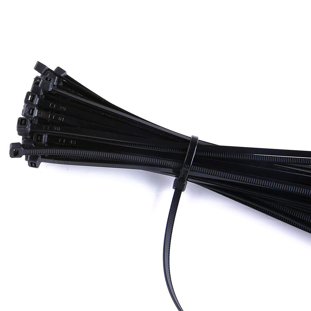 Zestaw 500 opasek kablowych – czarne – odporne na promieniowanie UV – 80 mm / 100 mm / 120 mm / 200 mm / 300 mm (po 100 sztuk)