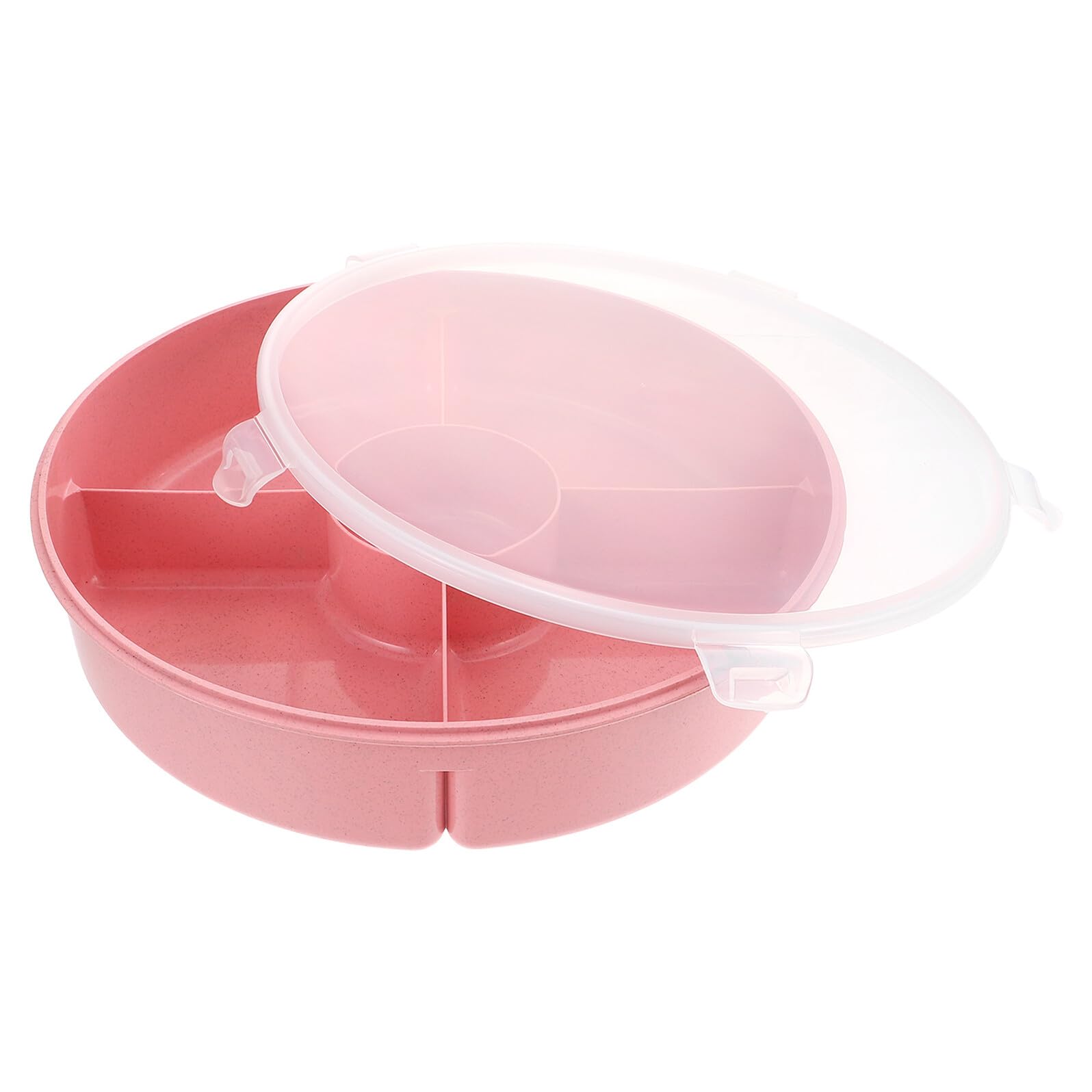 JVNALwnkv Storage Bins，Plastic Bins ，Five-grid Pink Plastic Snack Box with Lid, Household Divided Fruit Container for Dried Fruits and Candy