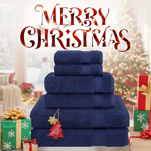 Cotton Paradise 6 Piece Towel Set 100% Cotton Soft Absorbent Turkish Towels for Bathroom 2 Bath Towels 2 Hand Towels 2 Washcloths, Navy Blue Towel Set - Image 4