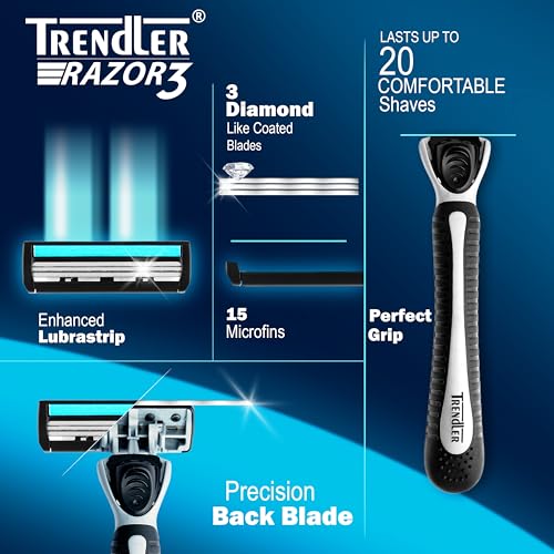 Image of Razor for Men - 1 Handle + 22 Cartridges | 3 Blade Shaving Razor | Precision Cut, Smooth Glide, Long-Lasting Blades | Value Pack (22 Cartridges)