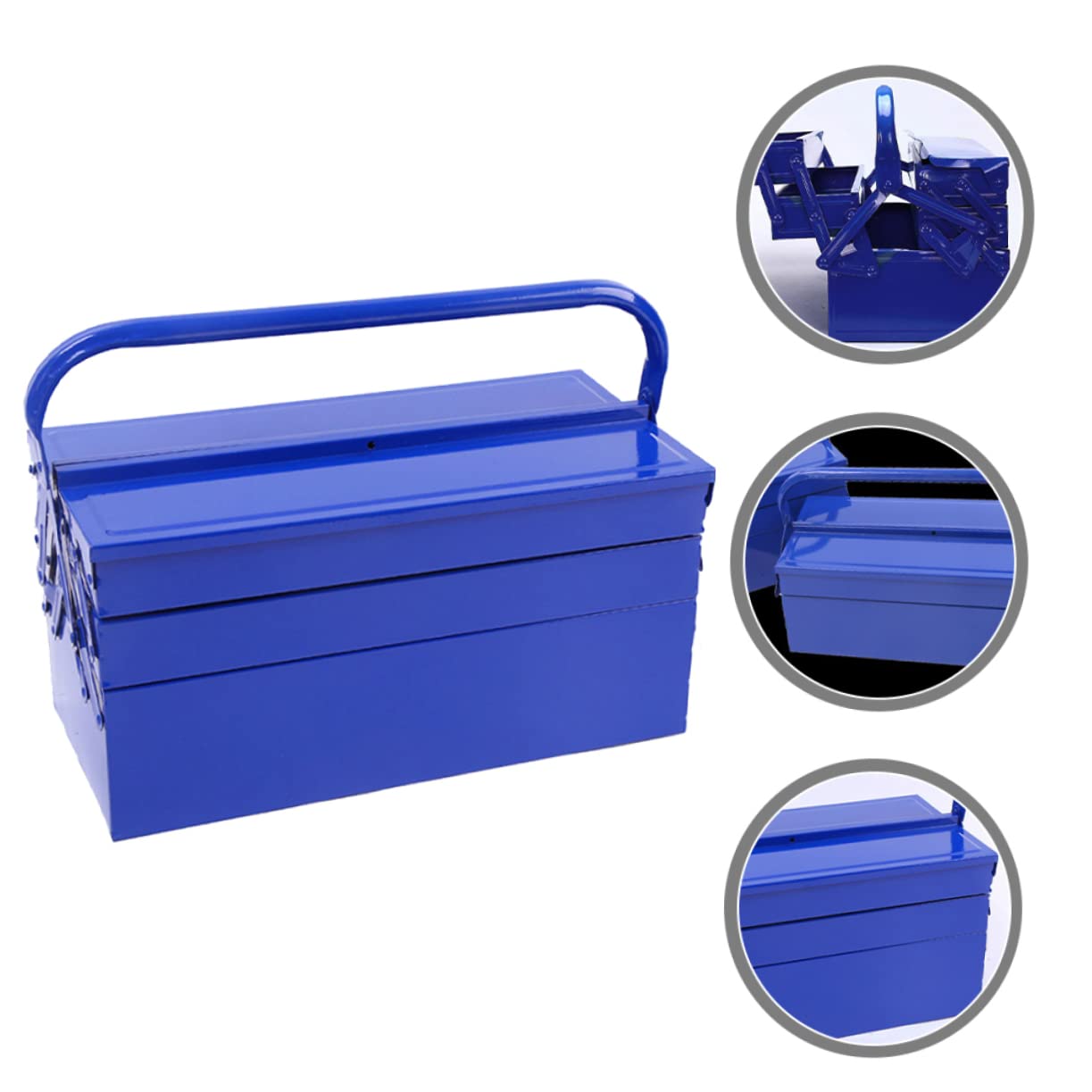Hemobllo Grosse Boîte à Outils en Fer Bleue à Poignée, Rangement Portable