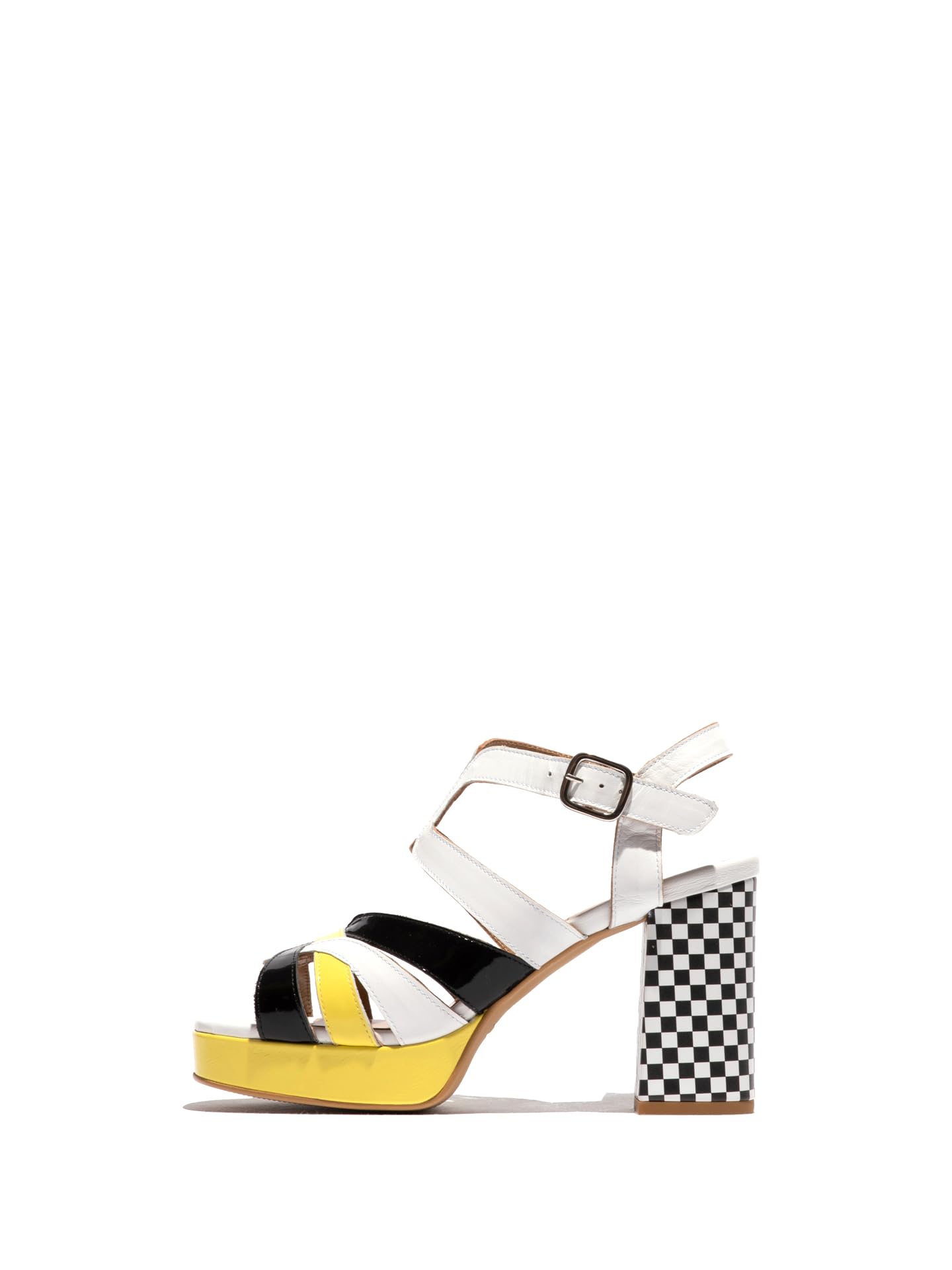 Fly London Women's ETIR455FLY Sandal, White/Black/Lemon, 5 UK