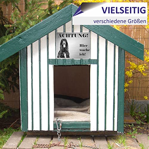INDIGOS UG - Schilder selbst gestalten Bernhardiner - Wunschtext personalisiert - Aluverbundplatte Edelstahllook - ab 20x15 cm - Spruch - Deko Geschenkidee für Ihren Hund - Zaun - Türschild