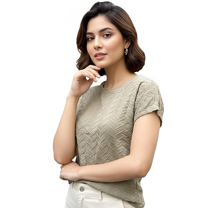 Women’s Top Casual Summer Outfit Textured Short Sleeve T-Shirt Top with High Waist Outfit for Women, Vacation Streetwear Crop Top Girls Women’s Top Casual Summer Outfit Textured Short Sleeve T-Shirt Top with High Waist Outfit for Women, Vacation Streetwear Crop Top Girls
