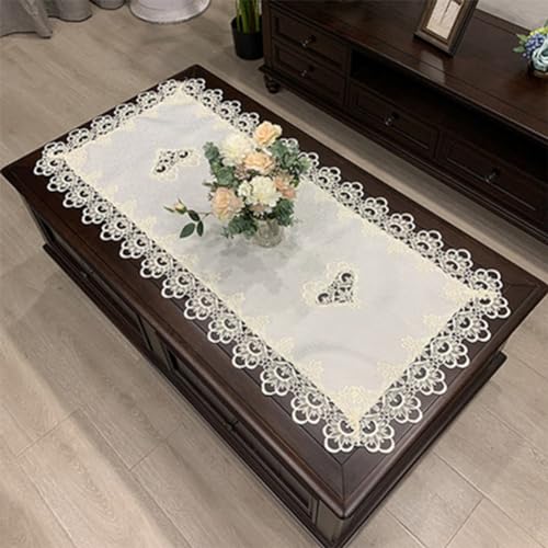 Petite nappe rectangulaire brodée en dentelle florale macramé pour fête de mariage, maison et cuisine, salle à manger, 50 x 100 cm, blanc