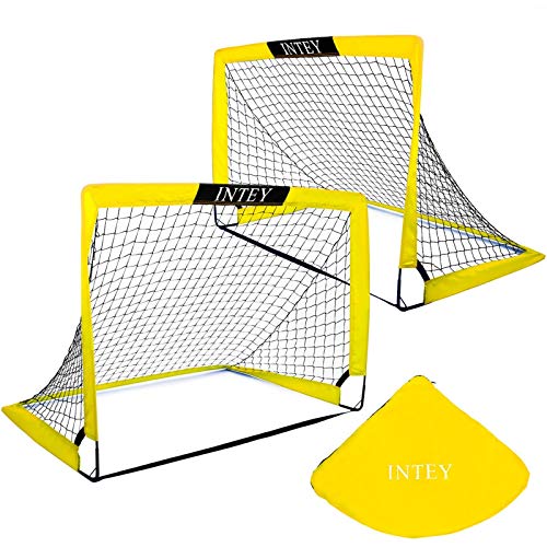 INTEY Soccer Goals, Set of 2- Size 4\'x3\' Portable Foldable Soccer Nets with Carry Bag for Games and Training for Backyard for Kids and Teens