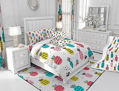 Colorful-Pineapple-Print-Comforter-Set-Queen-Size-Cartoon-Tropical-Fruits-Bedding-Set-3Pcs-Boho-Dots-Quilt-Set-for-Kids-Girls-Boys-Women-Bedroom-Decor-Fashion-Summer-Duvet-Insert2-Pillowcases 51wbLmWuyjL
