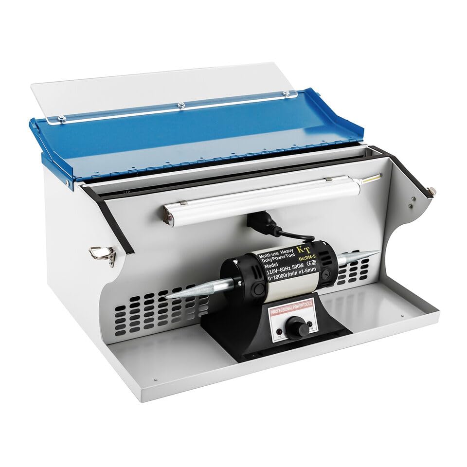 CUBELLIN Jewelry Polishing Machine 500W 0-10000RPM Adjustable Variable Speed Tabletop Stone Polishing and Buffing Machine 1/2 HP Pure Copper Motor Jewelry Rock Grinder Polishing Buffing Tool