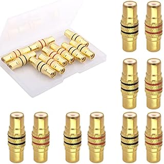 RUNCCI-YUN RCA Female to RCA Female Coupler Gold Plated Adapter Audio Video RCA Coupler Adapter,A/V Joiner Video and Audio Coupler Metal Adapter(10Pcs)