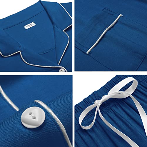 Image of SWOMOG Womens Button Down Pajamas Set Short Sleeve Sleepwear Bride Soft Pj Lounge Sets XS-3XL