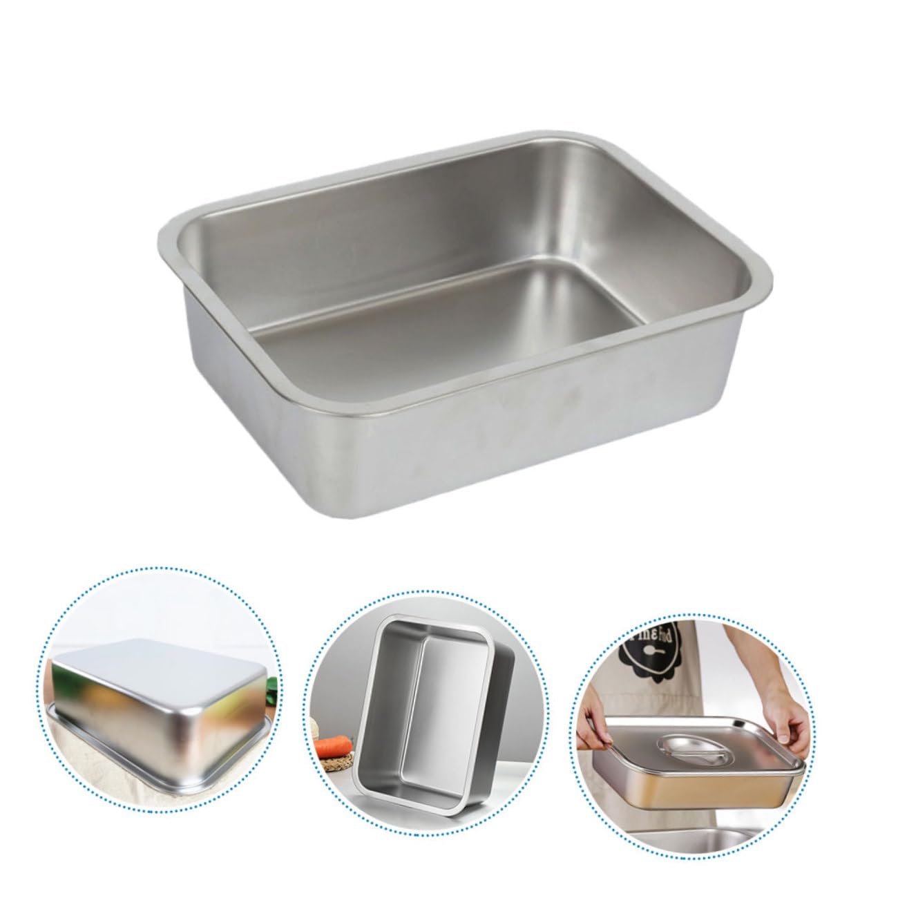 Servierplatte Rundes Geschirr Edelstahl mit Glatter Oberfläche in Silber und Rostfrei tablett für Backen und Grillen Haushalts für Fisch und Gemüse