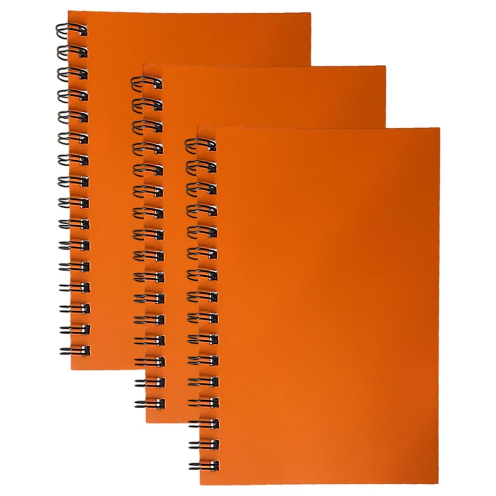 Orange A5 Spiral Notebooks 3 Pack – Wirebound Lined Writing Pads